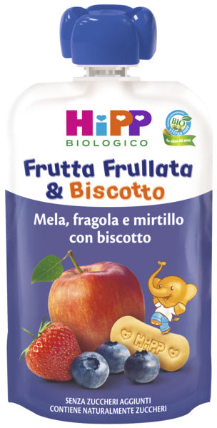 Hipp - Frutta Frullata Mela, Fragola E Mirtillo Con Biscotto: Confezione 90 gr