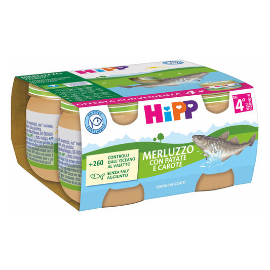Hipp - Omogeneizzato Merluzzo Con Carote E Patate: Confezione 4x80 gr