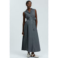 ALBA - Maxi Abito Premaman Smanicato in Cotone Tecnico Grigio Denim