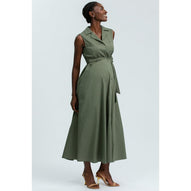 ALBA - Maxi Abito Premaman Smanicato in Cotone Tecnico Verde