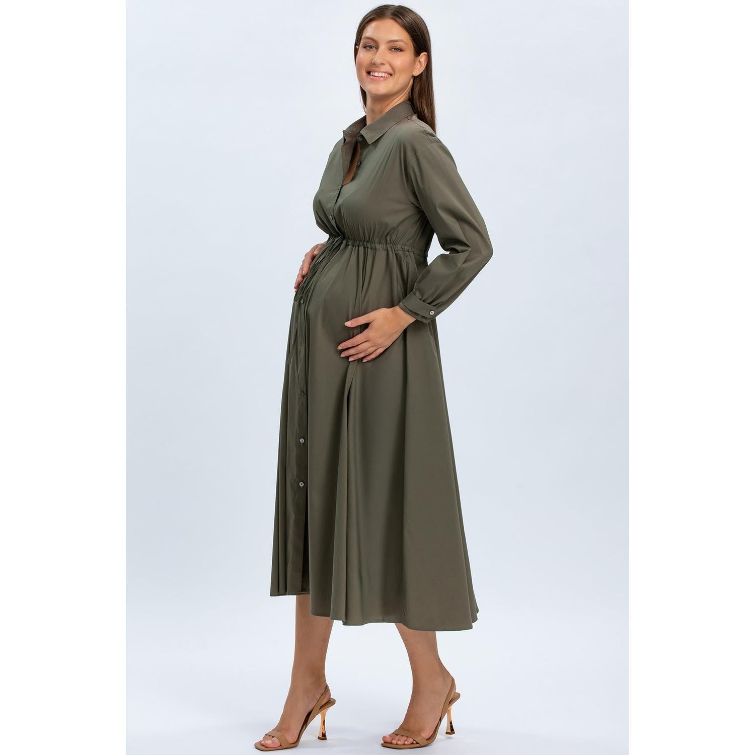 ALTHEA - Abito Camicia Premaman e Allattamento Verde