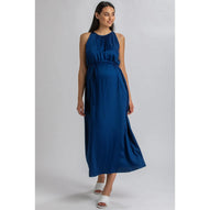 CLARISSA - Maxi Abito Premaman Blu con Cintura Rimovibile