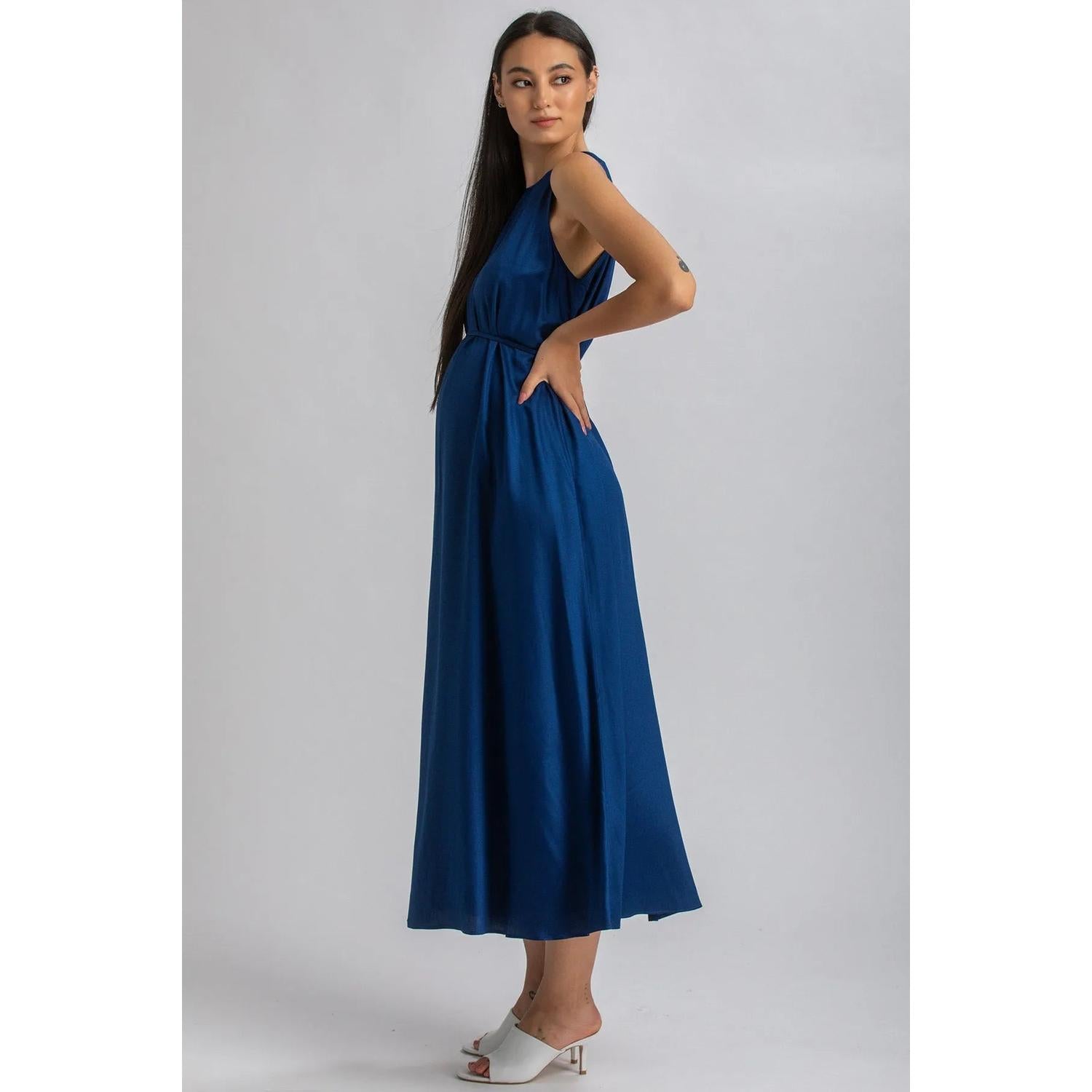 CLARISSA - Maxi Abito Premaman Blu con Cintura Rimovibile