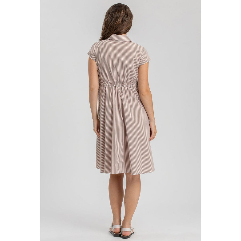 VIOLA - Abito Premaman e Allattameto in Cotone a Righe Beige