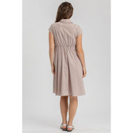 VIOLA - Abito Premaman e Allattameto in Cotone a Righe Beige