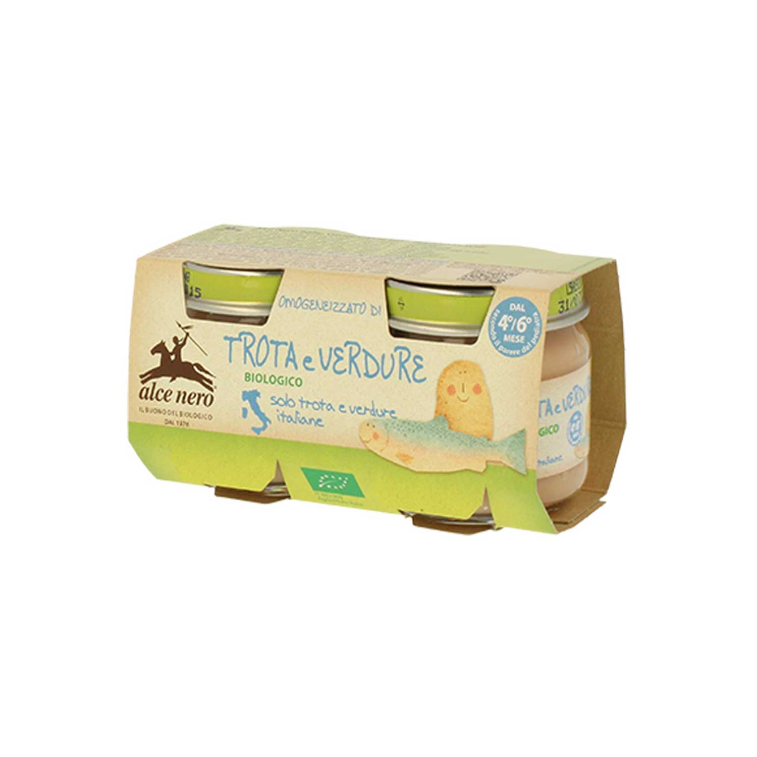 Alce Nero - Omogeneizzato Biologico Trota e Verdure: Confezione 2x80 gr
