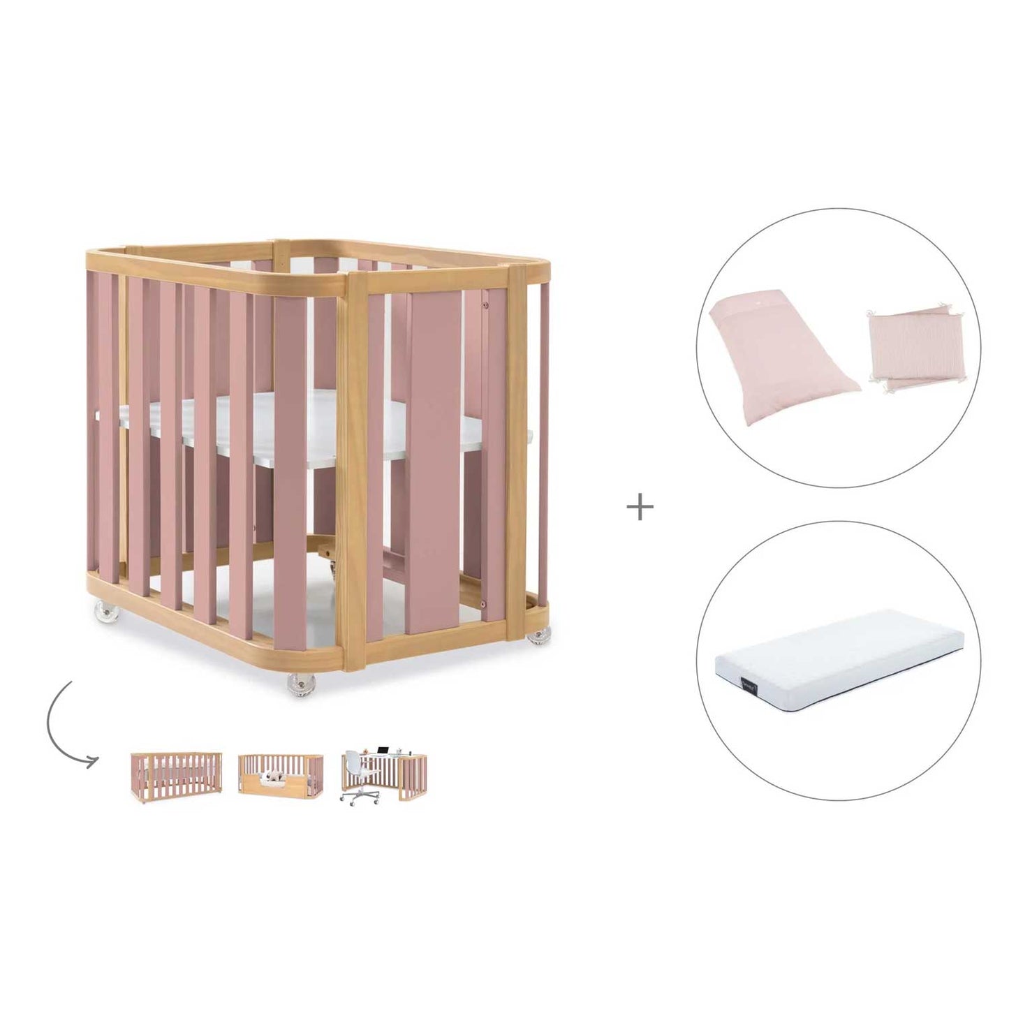 Alondra - Crea Pack Culla Lettino 4in1 + Materasso + Tessile