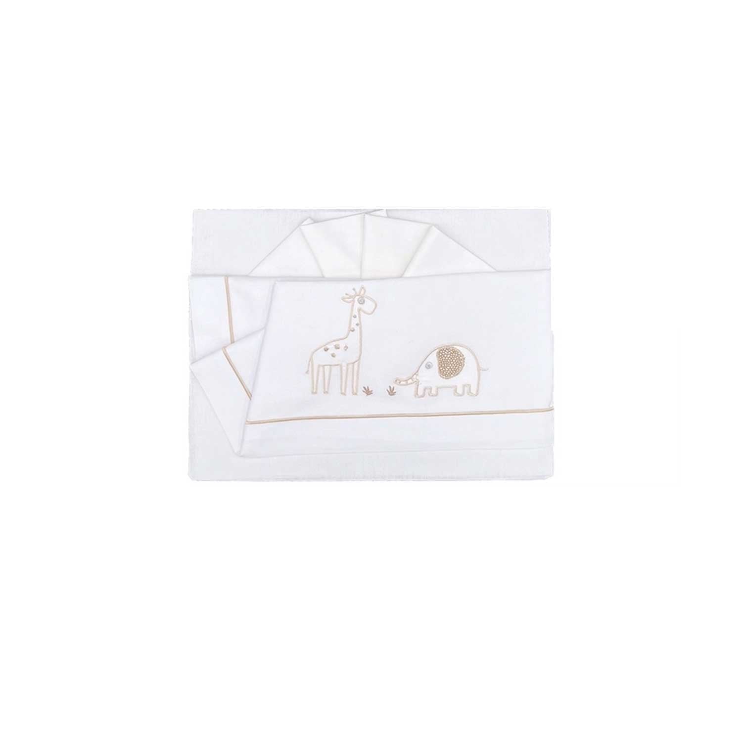 Andy & Helen - Sacco lenzuolo (sopra+sotto) per brandina asilo con angoli elasticizzati per una totale aderenza. Misure standard 65x140 cm in 100% cotone, Bianco