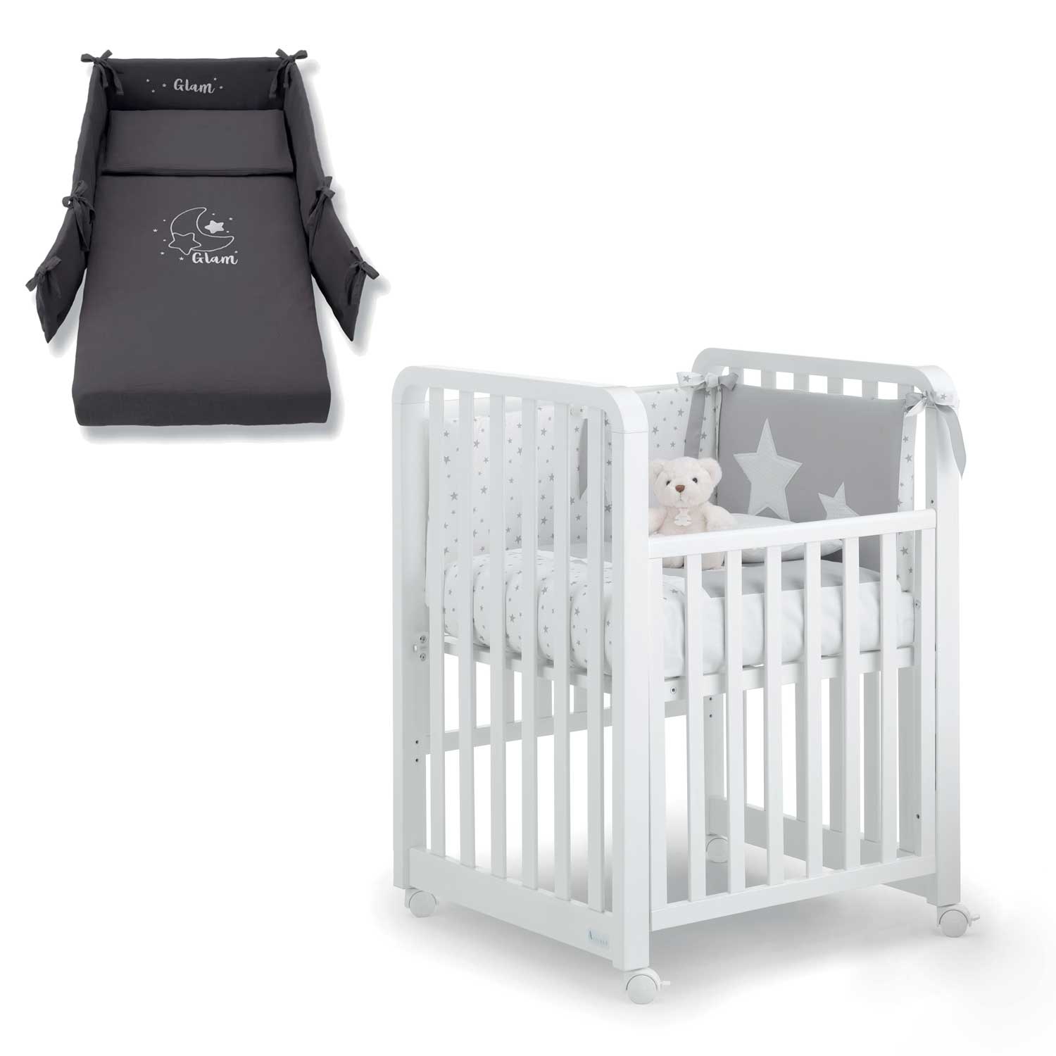 Azzurra Design - Lettino Glam  9 In 1 + Materasso + Completo Piumone Glammy