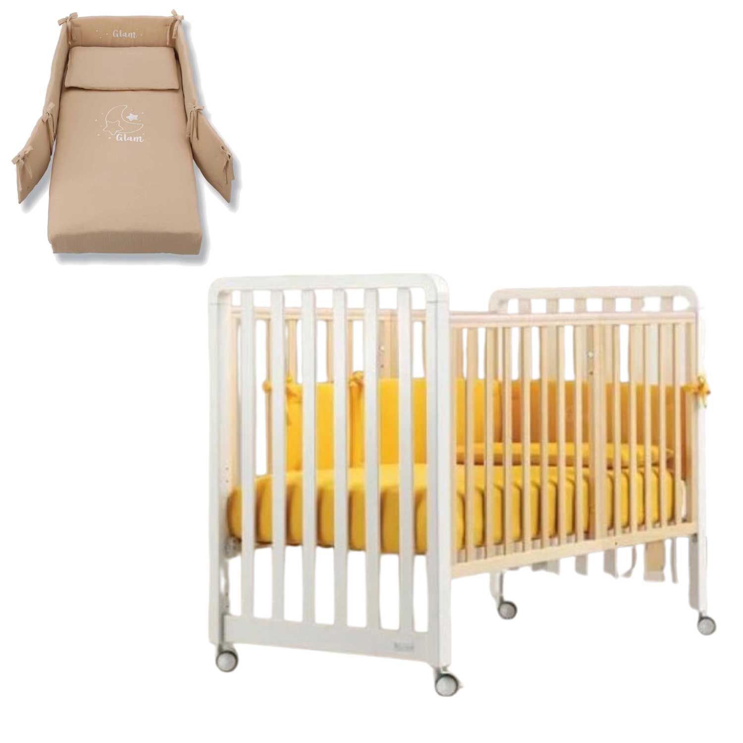 Azzurra Design - Lettino Glam  9 In 1 + Materasso + Completo Piumone Glammy