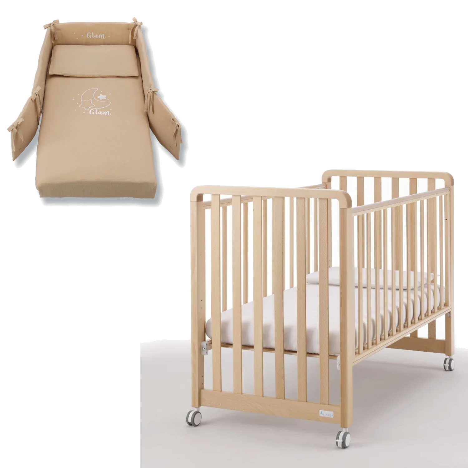 Azzurra Design - Lettino Glam  9 In 1 + Materasso + Completo Piumone Glammy