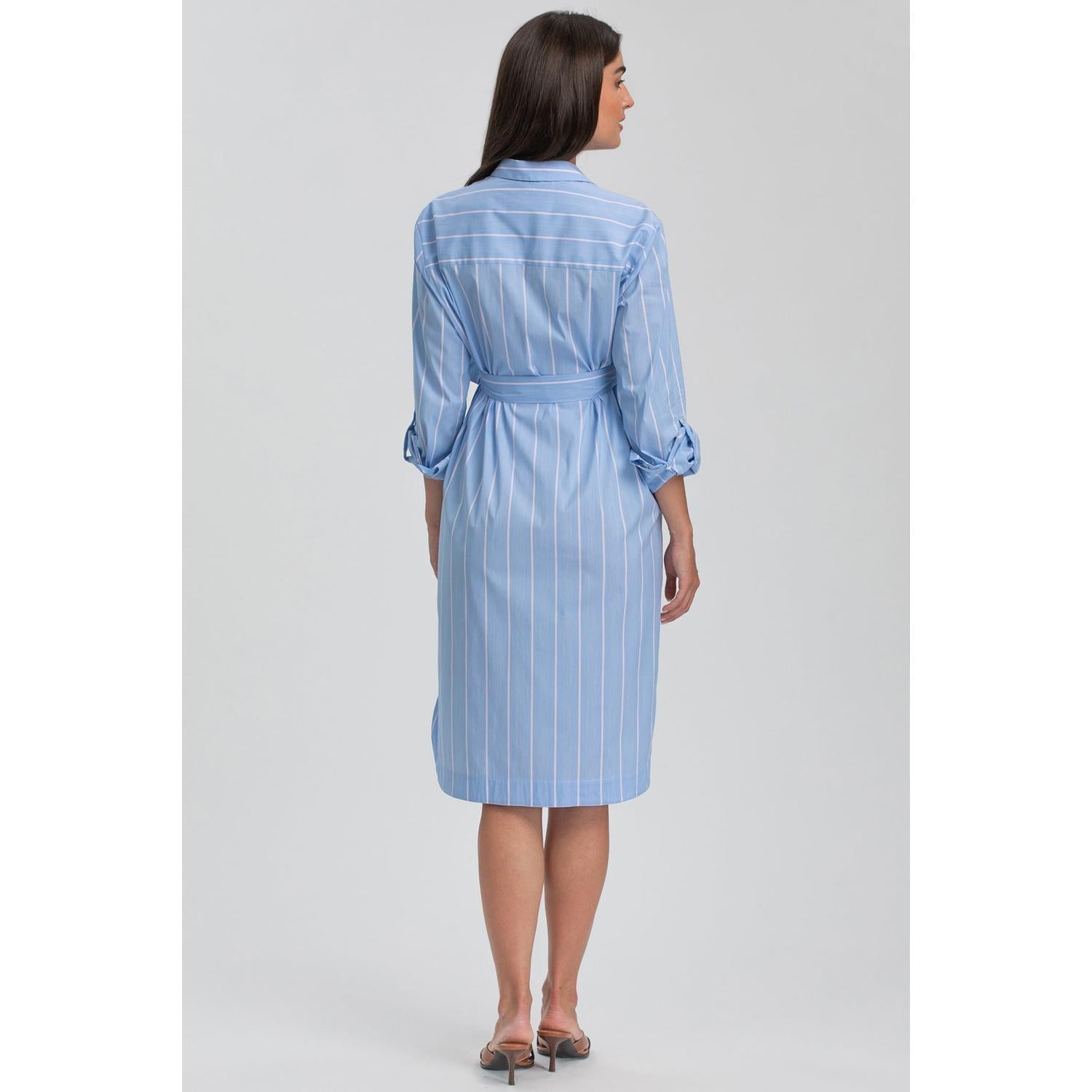 BIANCA - Abito Camicia Premaman e Allattamento in Cotone a Righe