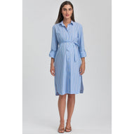 BIANCA - Abito Camicia Premaman e Allattamento in Cotone a Righe