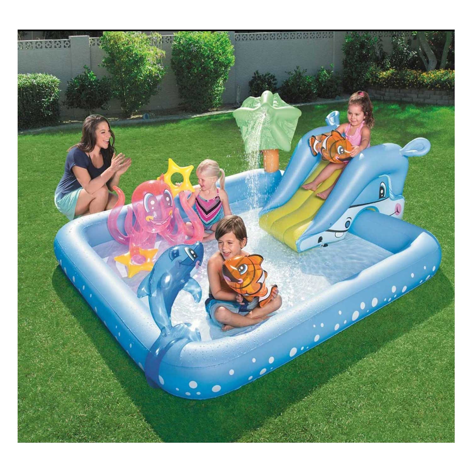 Bestway - Piscina gonfiabile Acquario Fantastico con Scivolo