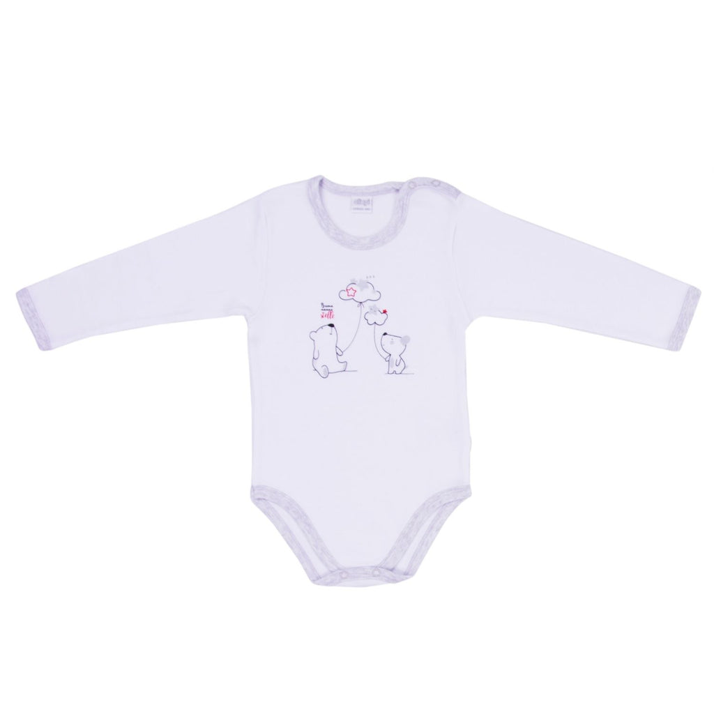 Ellepi - 2 Body con apertura sulla spalla a Maniche Lunghe 100% Cotone Grigio