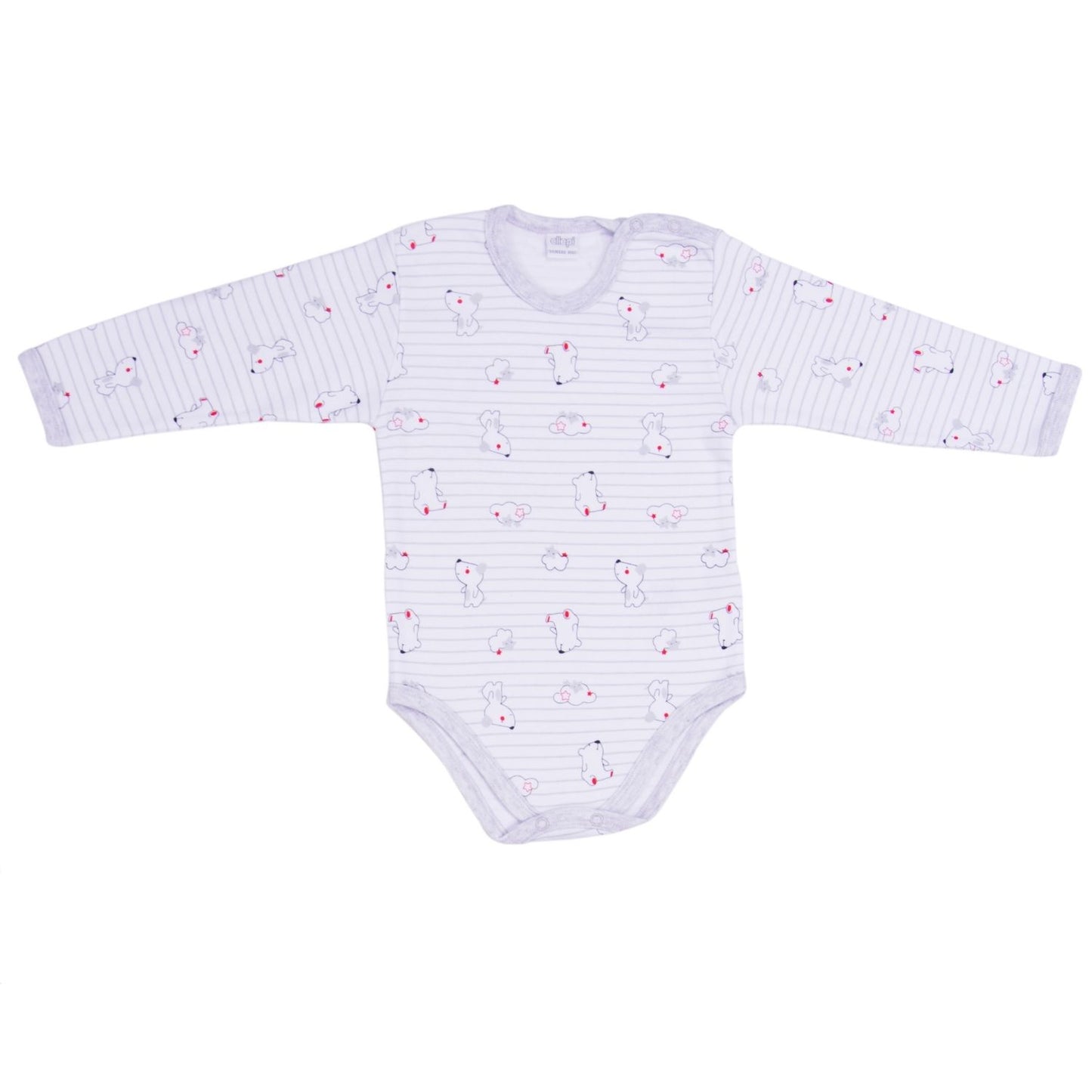 Ellepi - 2 Bodysuits with opening on the shoulder and long sleeves, 100% gray cotton