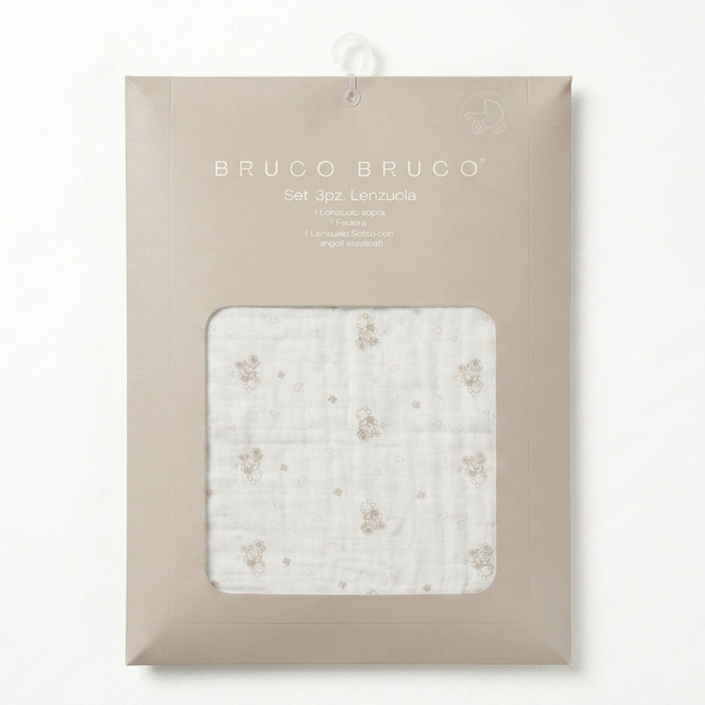 Bruco Bruco - Set Mussola Lenzuola Culla 3 Pezzi