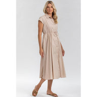 CELESTE - Abito Premaman e Allattamento in Cotone Beige