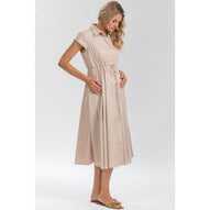 CELESTE - Abito Premaman e Allattamento in Cotone Beige