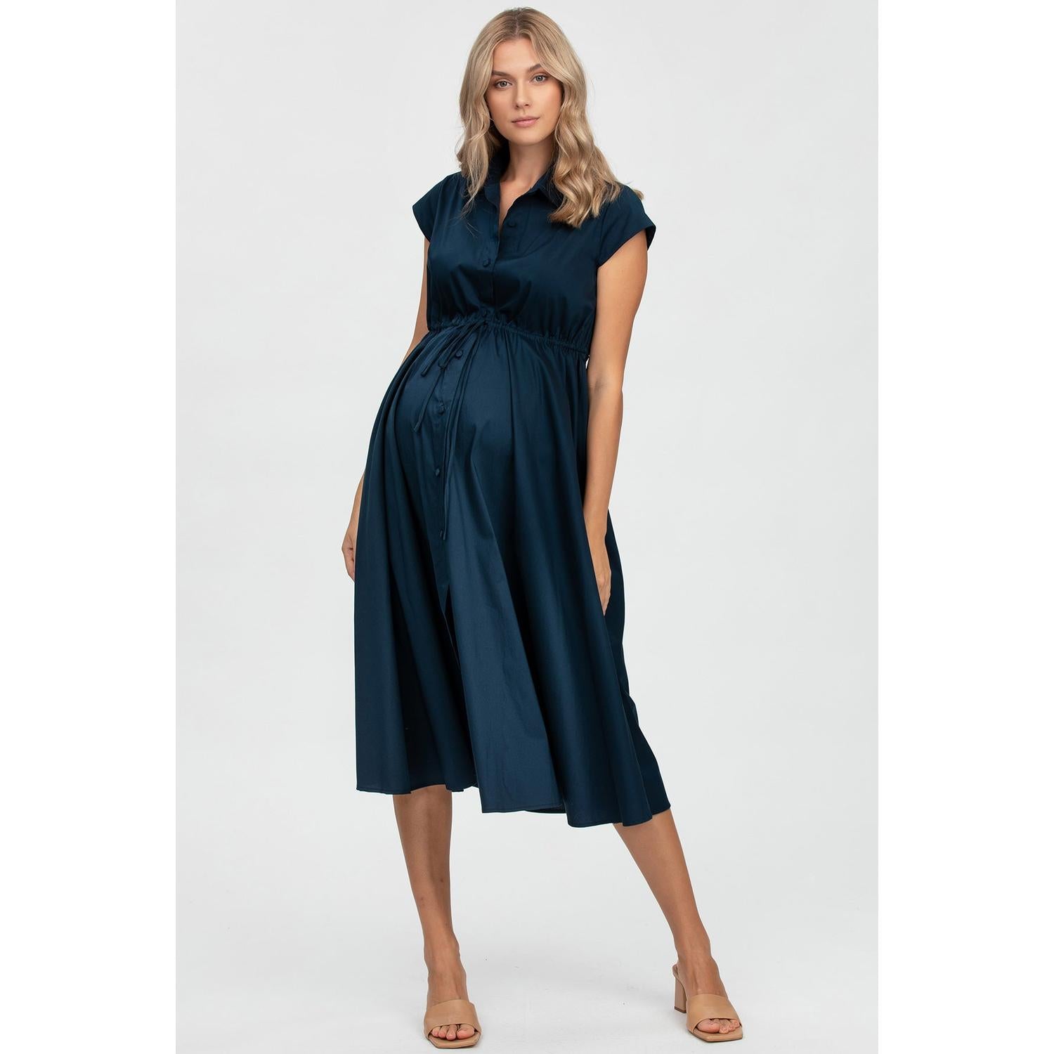 CELESTE - Abito Premaman in Cotone Blu Scuro