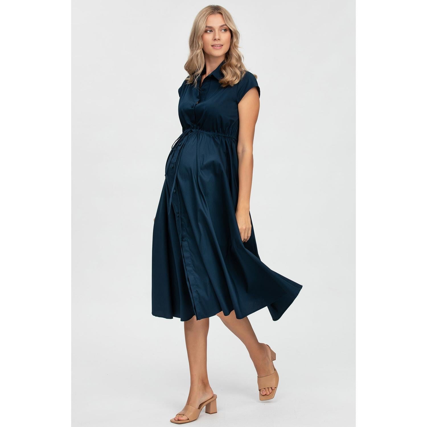 CELESTE - Abito Premaman in Cotone Blu Scuro