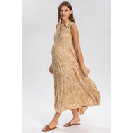 CLARA QD51 - Maxi Premaman Abito Smanicato con Stampa