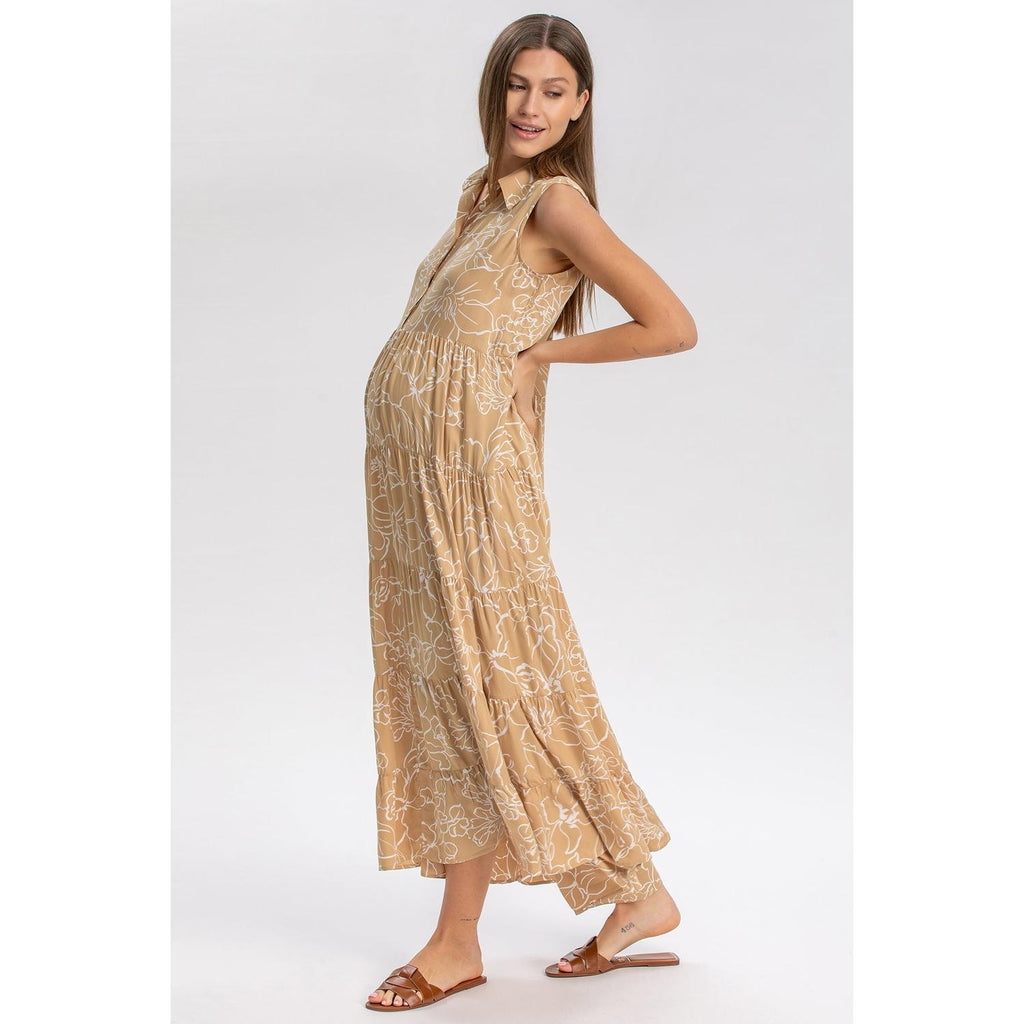 CLARA QD51 - Maxi Premaman Abito Smanicato con Stampa