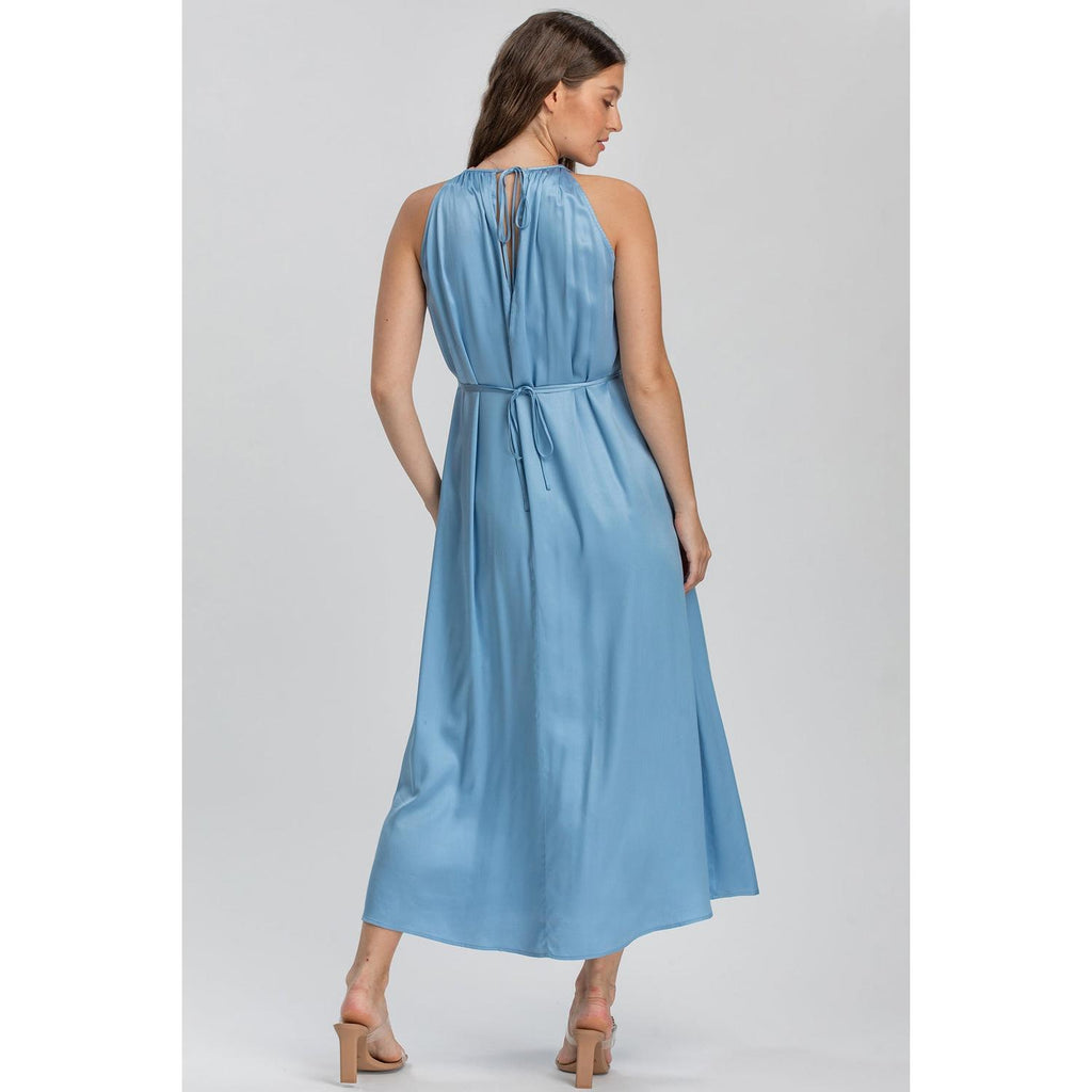 CLARISSA - Maxi Abito Premaman Azzurro Cielo con Cintura Rimovibile