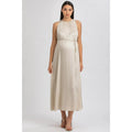 CLARISSA - Maxi Abito Premaman Beige con Cintura Rimovibile