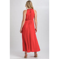CLARISSA - Maxi Abito Premaman Corallo con Cintura Rimovibile