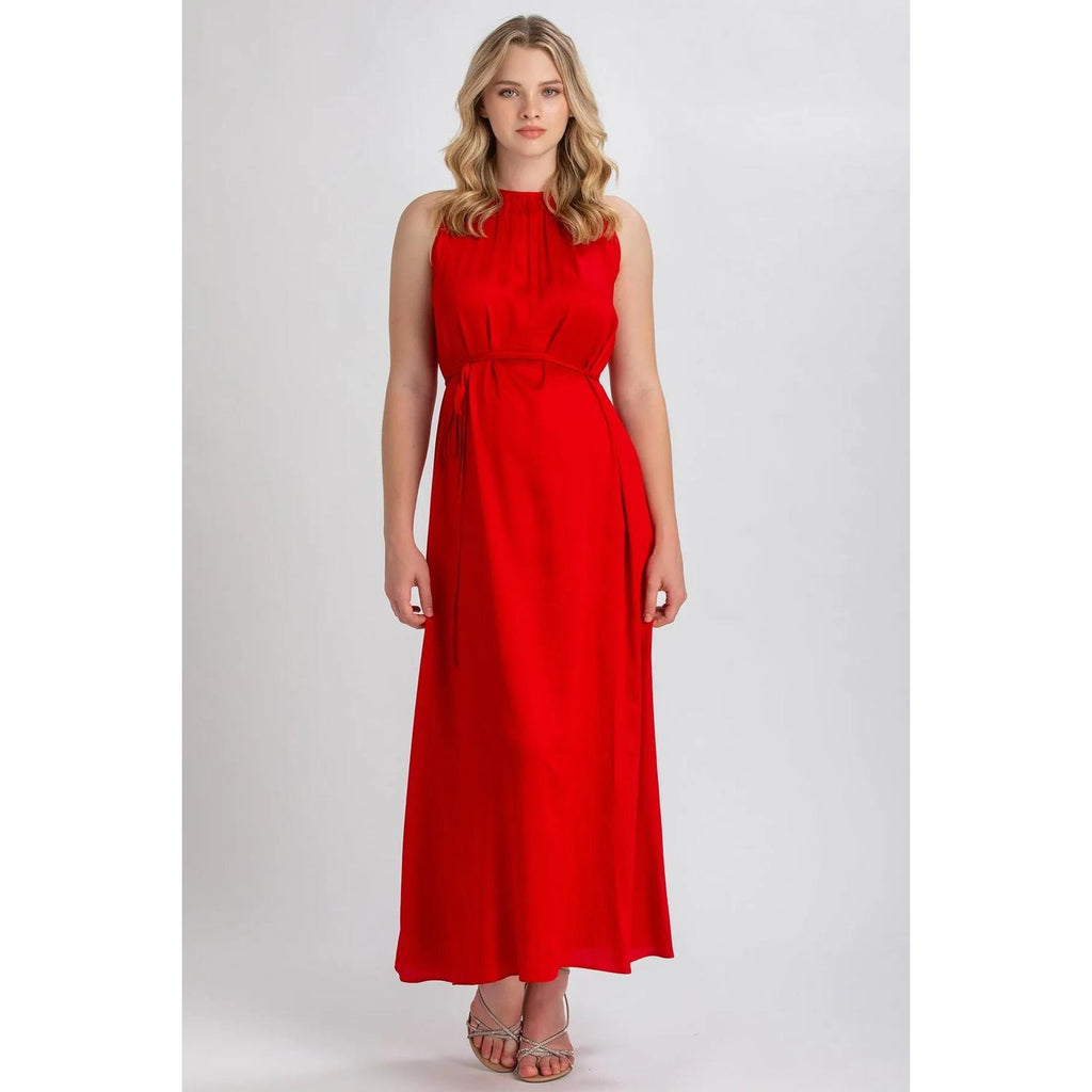 CLARISSA - Maxi Abito Premaman Rosso con Cintura Rimovibile