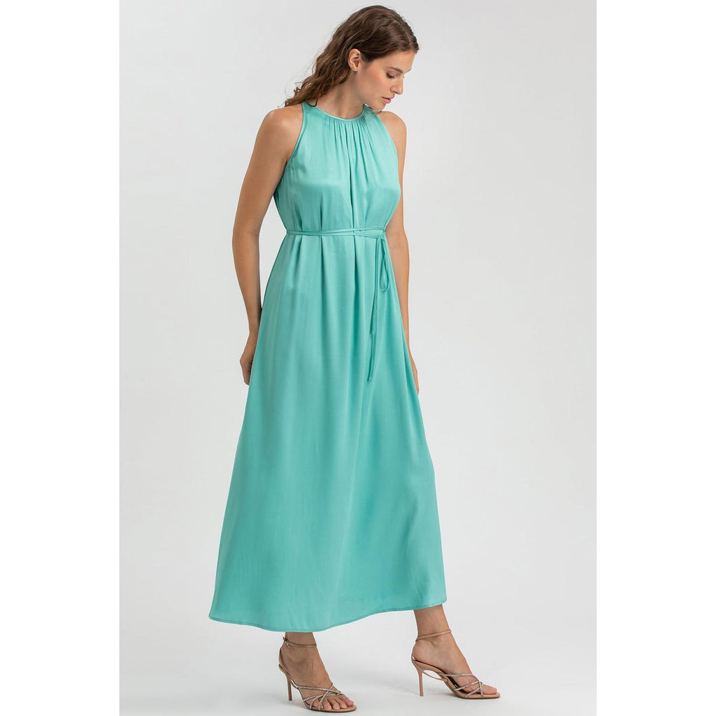 CLARISSA - Maxi Abito Verde Acqua con Cintura Rimovibile