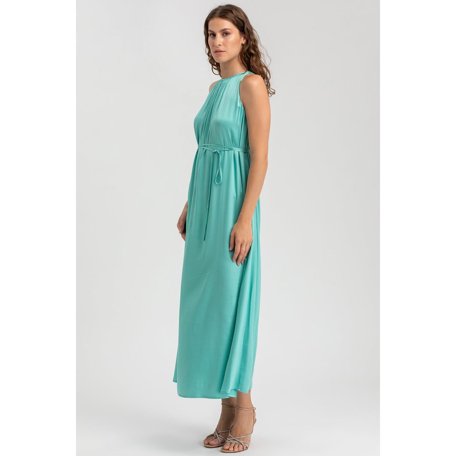 CLARISSA - Maxi Abito Verde Acqua con Cintura Rimovibile