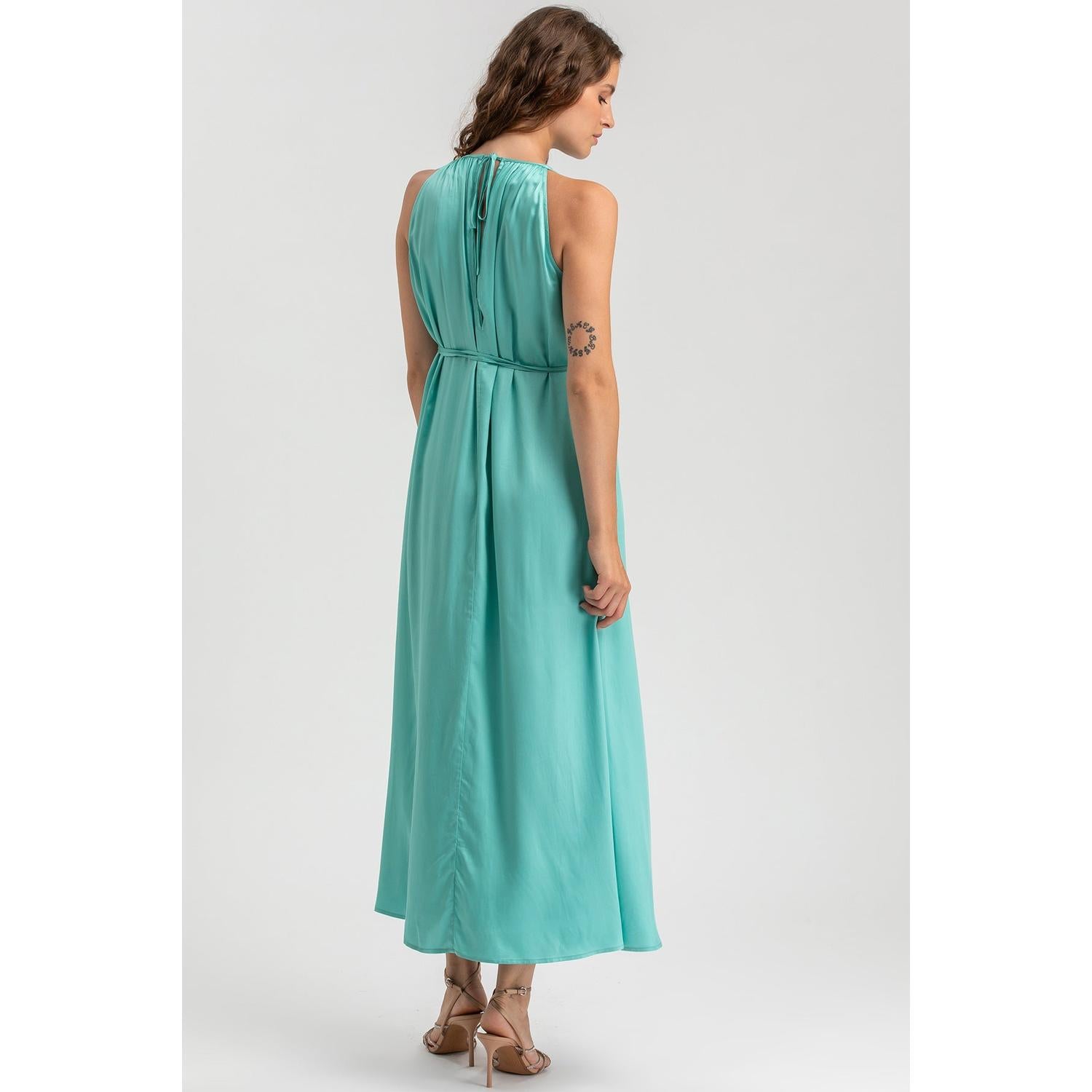 CLARISSA - Maxi Abito Verde Acqua con Cintura Rimovibile