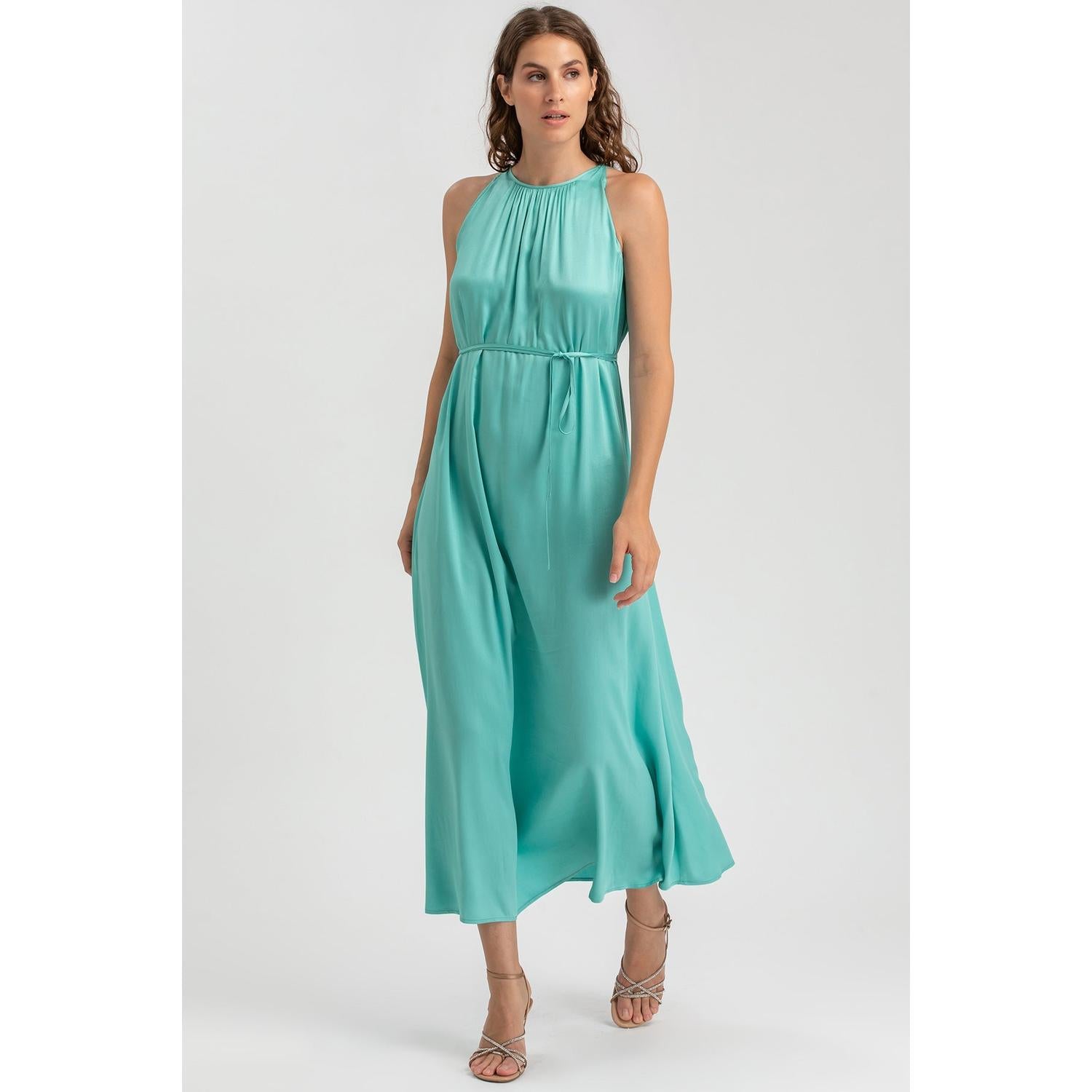 CLARISSA - Maxi Abito Verde Acqua con Cintura Rimovibile