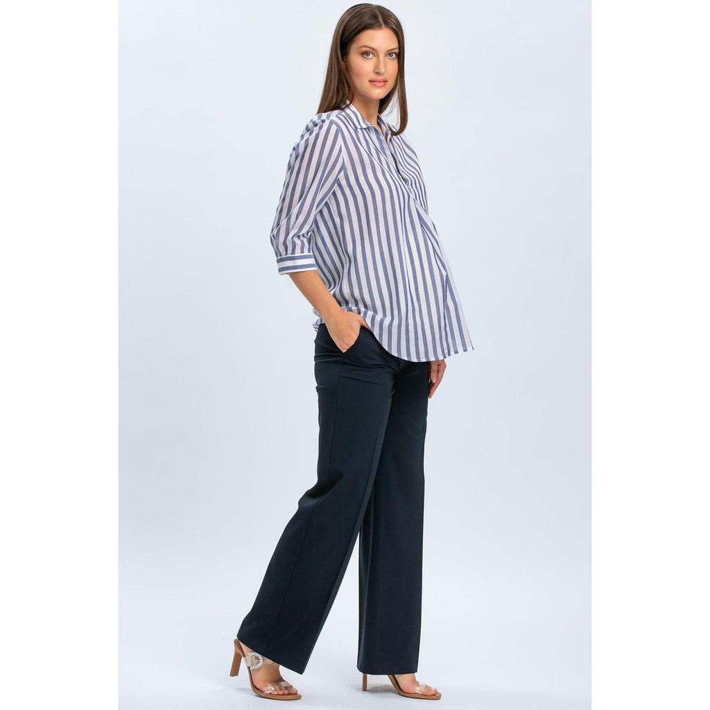 CRISTIAN - Pantaloni Premaman Blu Scuro a Gamba Larga