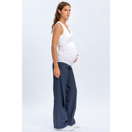 CRISTIAN - Pantaloni Premaman Denim Blu a Gamba Larga