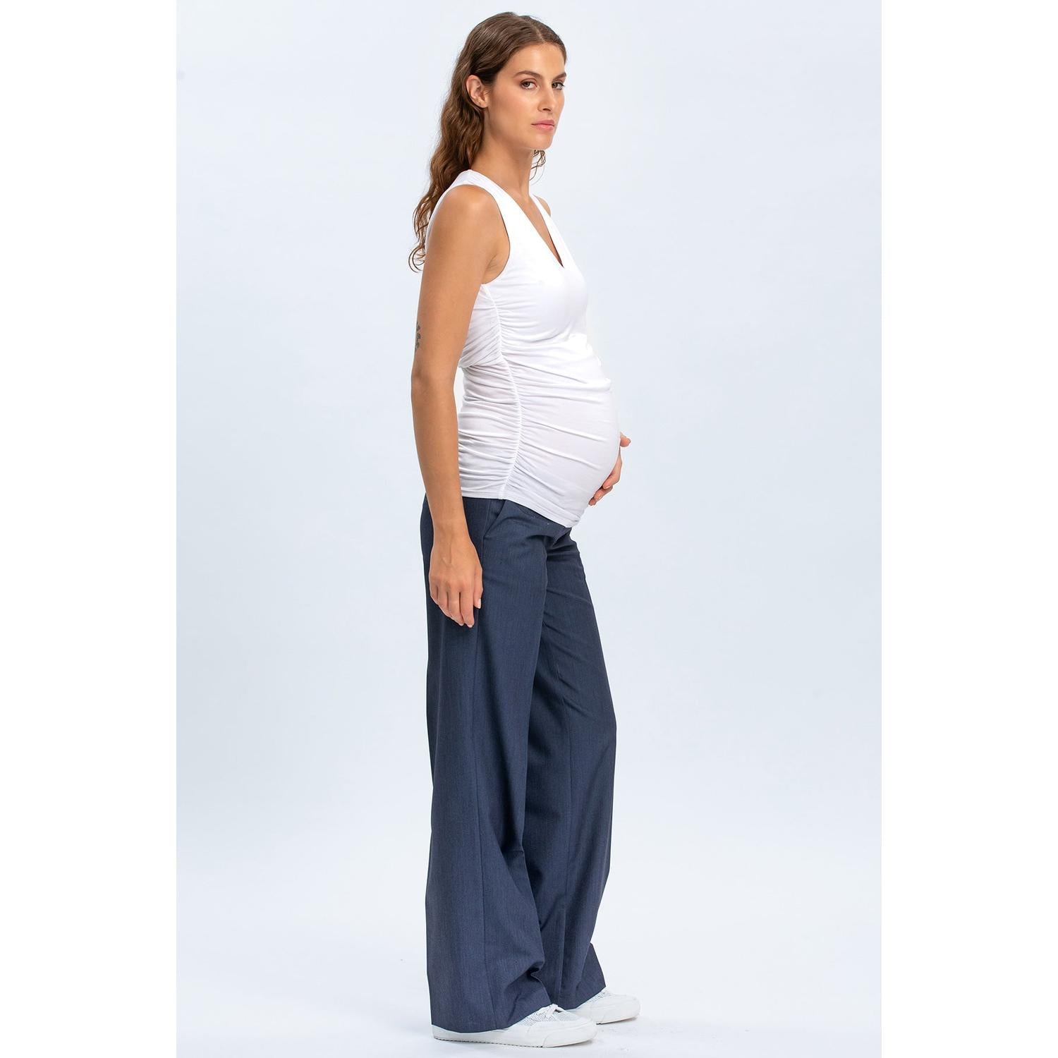 CRISTIAN - Pantaloni Premaman Denim Blu a Gamba Larga