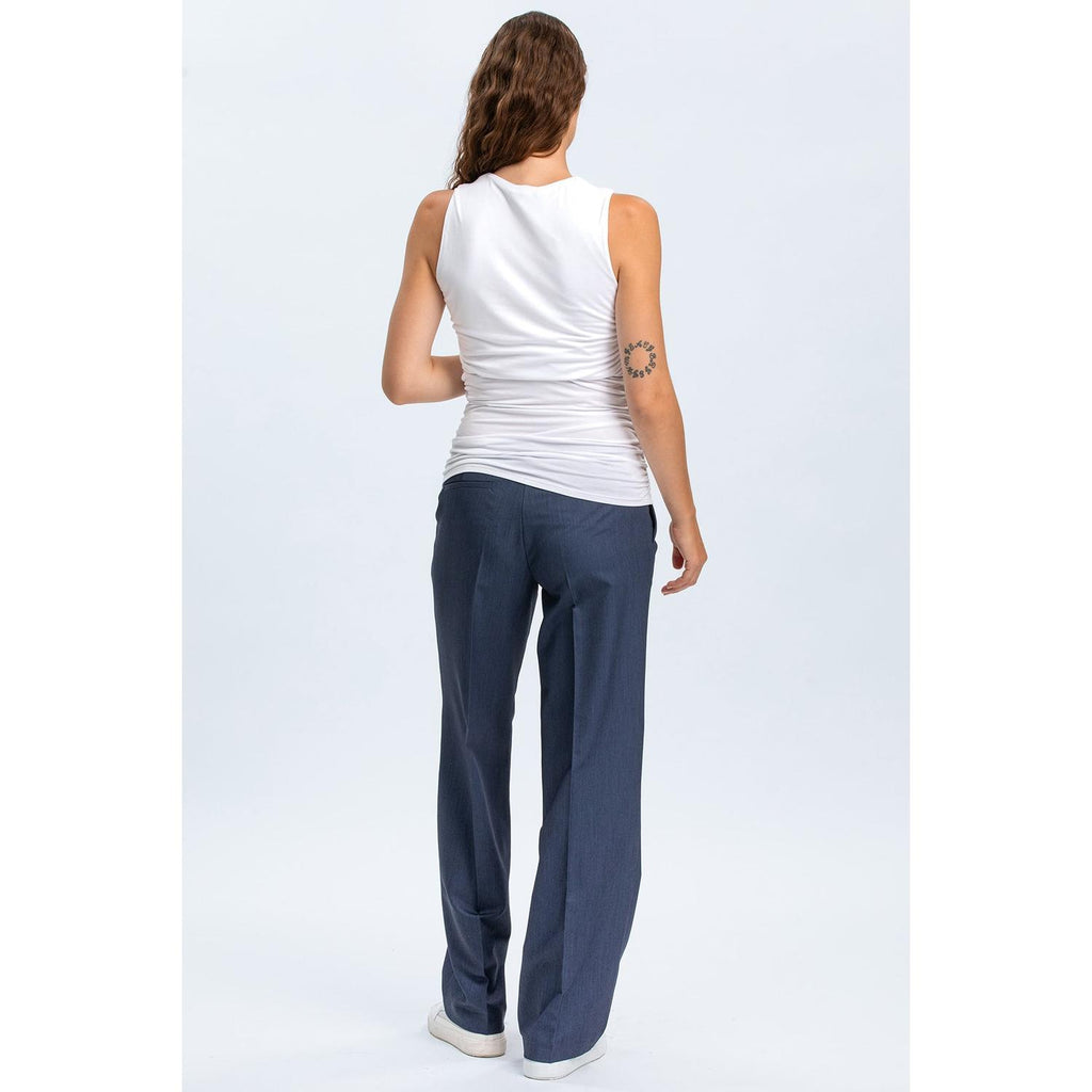 CRISTIAN - Pantaloni Premaman Denim Blu a Gamba Larga