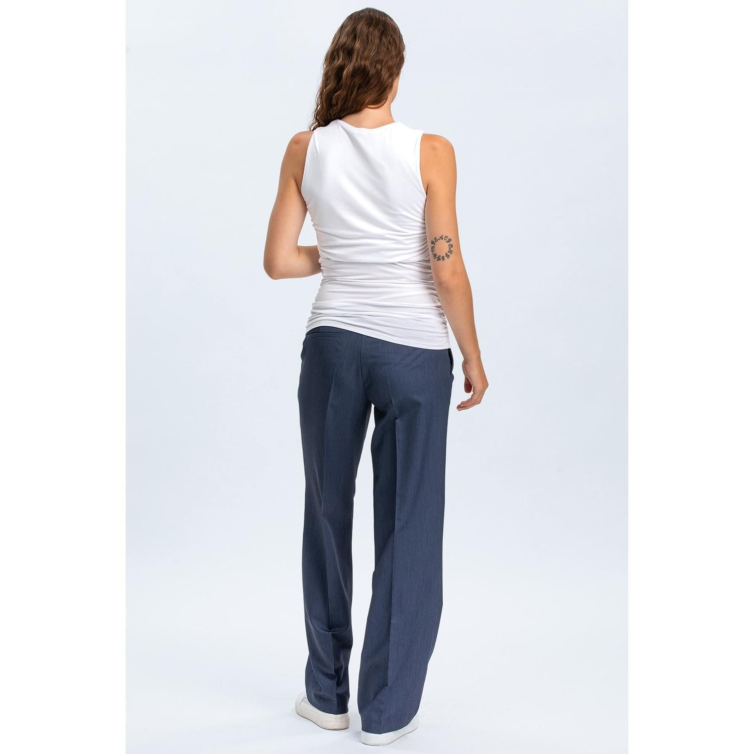 CRISTIAN - Pantaloni Premaman Denim Blu a Gamba Larga