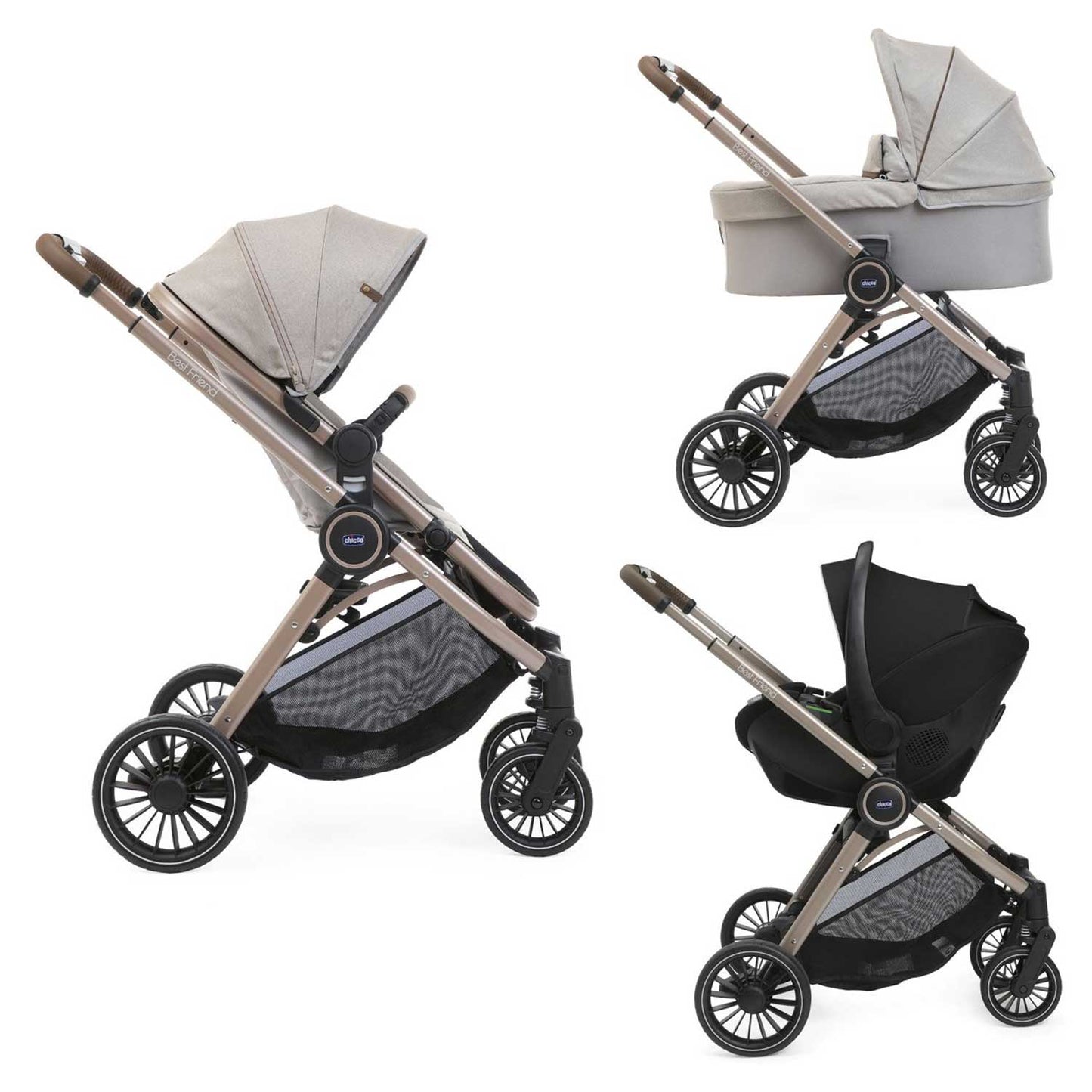 Chicco - Trio Best Friend Pro Light Con Nuovo S.A. Kori I-Size Essential Black + Omaggio Valigetta "Kit Mamma 2023"