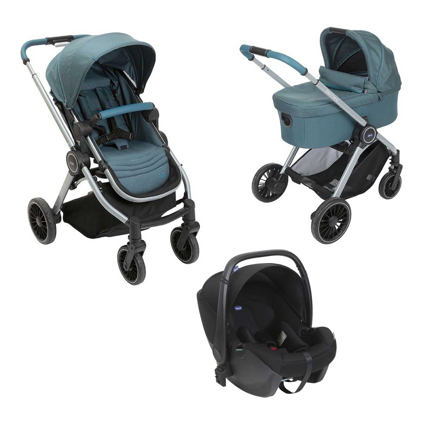 Chicco - Trio Best Friend Pro Light Con Nuovo S.A. Kori I-Size Essential Black + Omaggio Valigetta "Kit Mamma 2023"