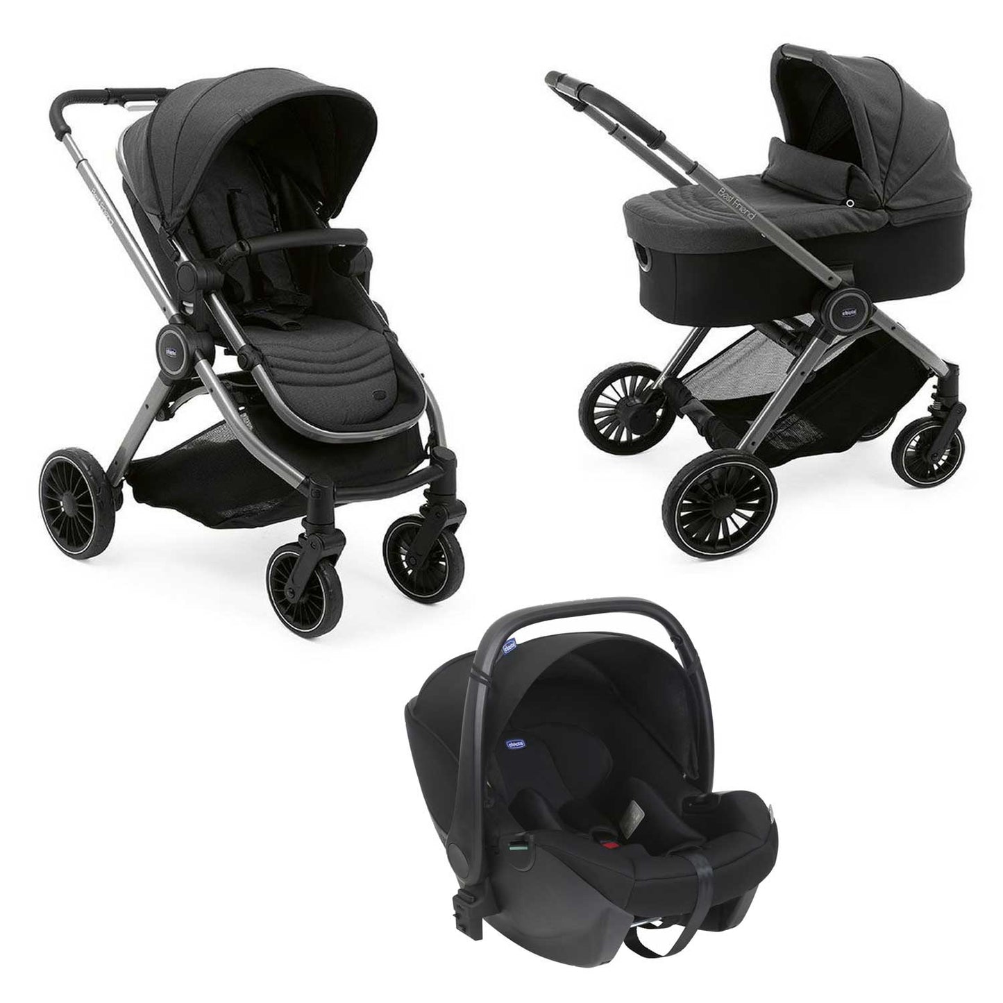 Chicco - Trio Best Friend Pro Light Con Nuovo S.A. Kori I-Size Essential Black