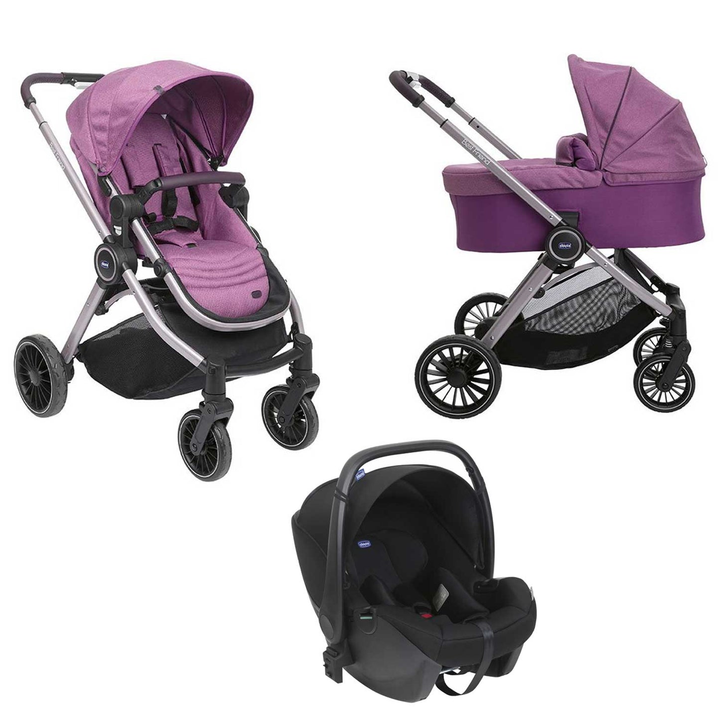 Chicco - Trio Best Friend Pro Light Con Nuovo S.A. Kori I-Size Essential Black + Omaggio Valigetta "Kit Mamma 2023"