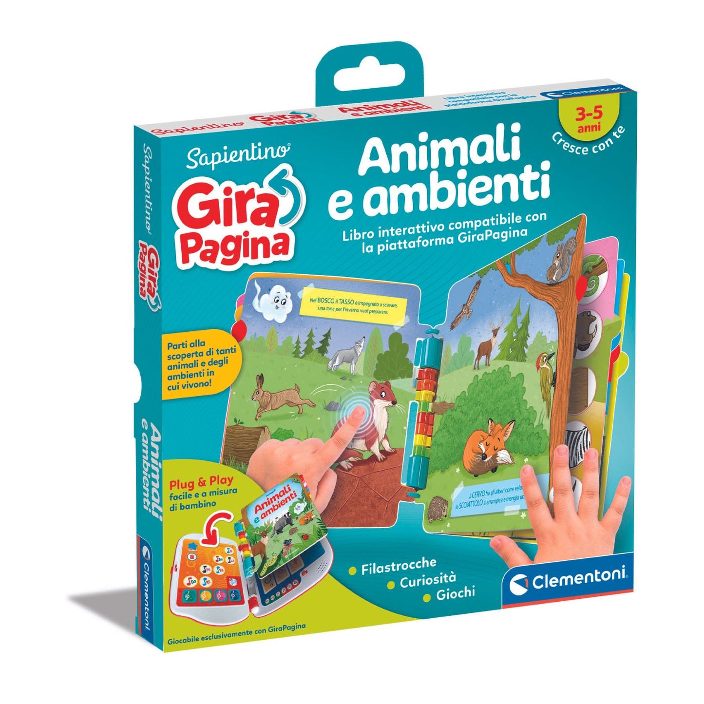 Clementoni - Girapagina Libro Animali e Ambienti