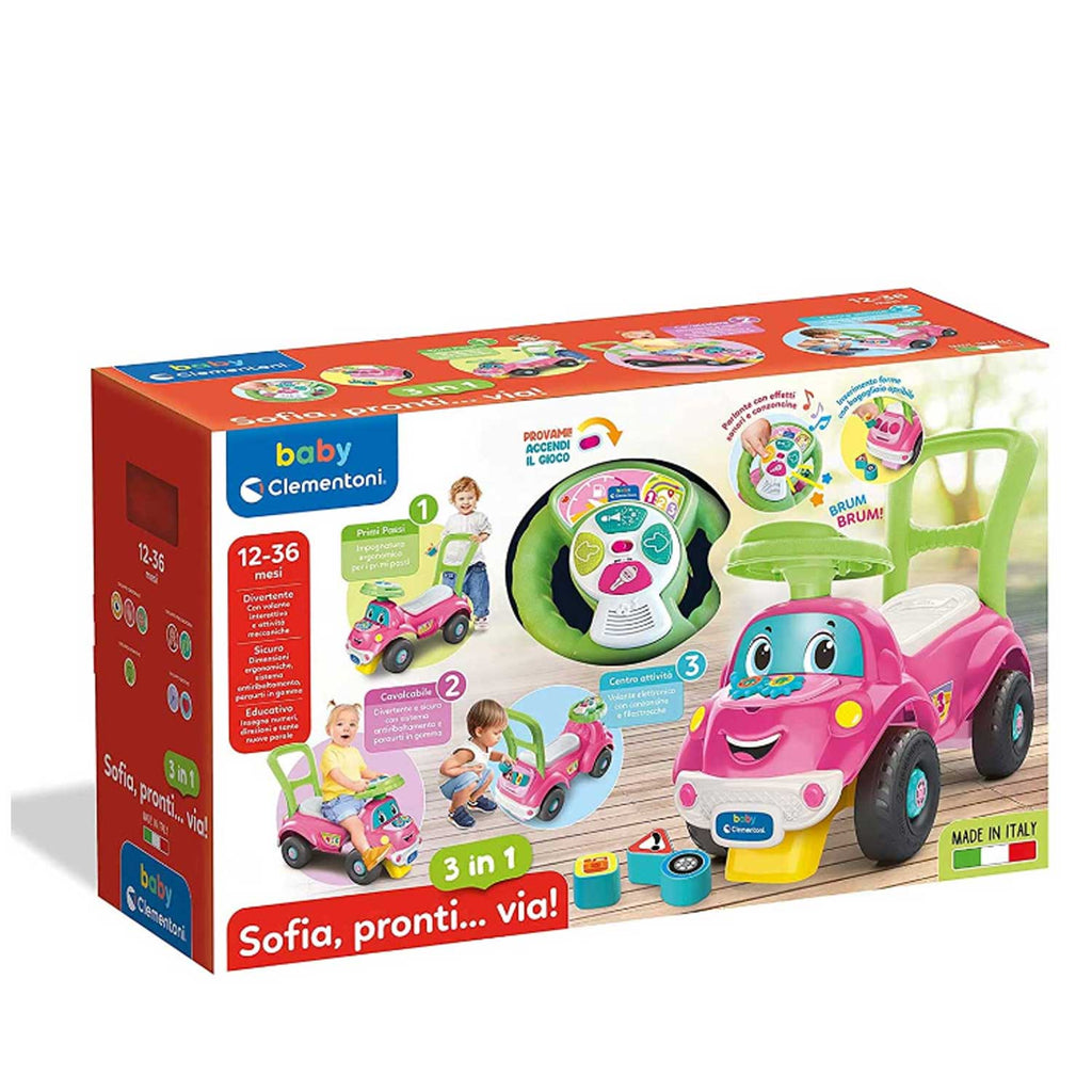 Clementoni - Baby Ride-on Machine 3 in 1 Sofia Pronti Via 17746
