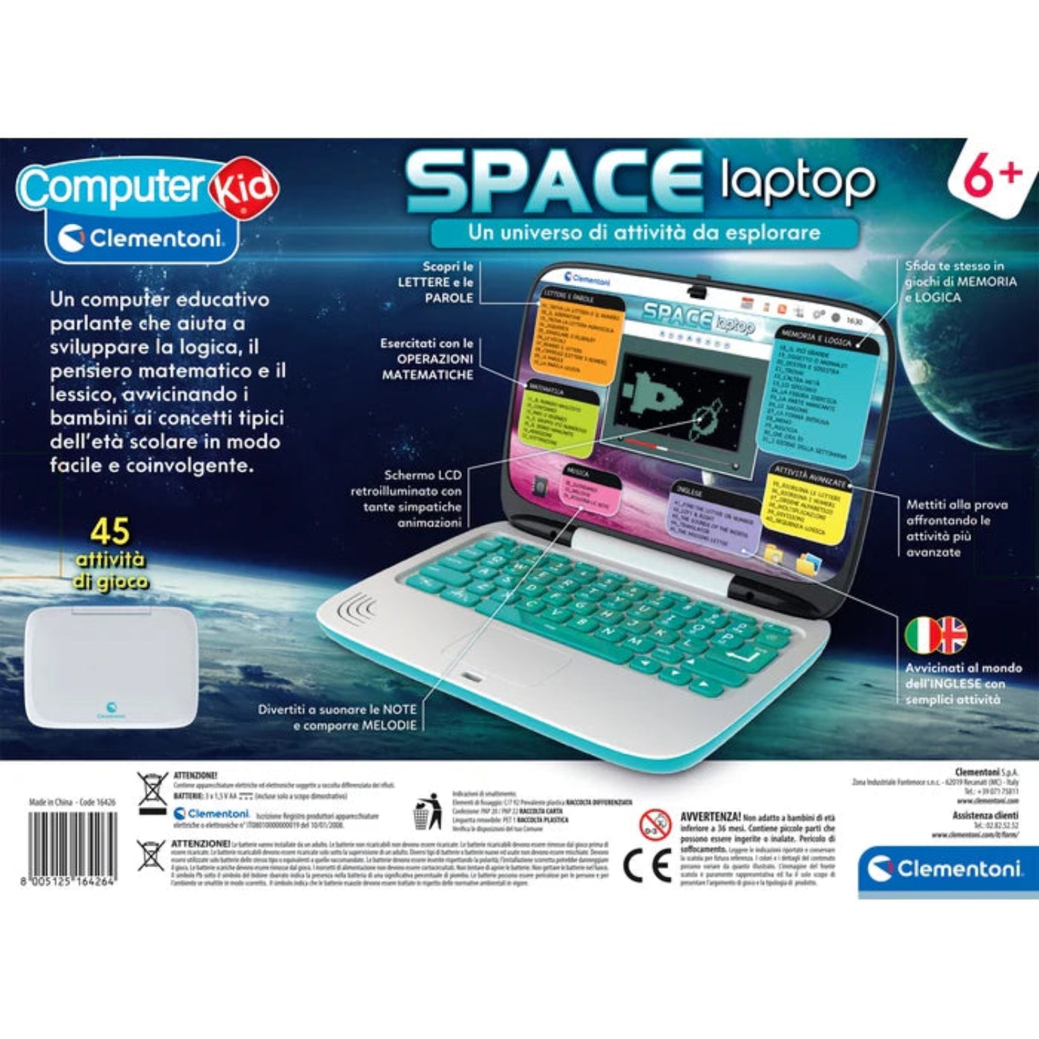 Clementoni - Computer Kid Space Laptop 16426