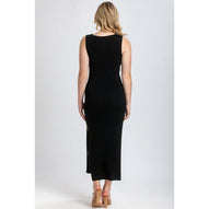 DALIA - Abito Premaman Aderente Nero con Scollo a V