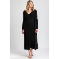 DALIA - Abito Premaman Aderente Nero con Scollo a V
