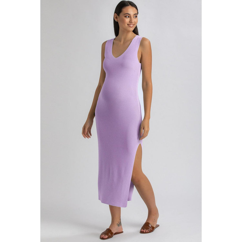 DALIA - Abito Premaman Aderente Viola con Scollo a V